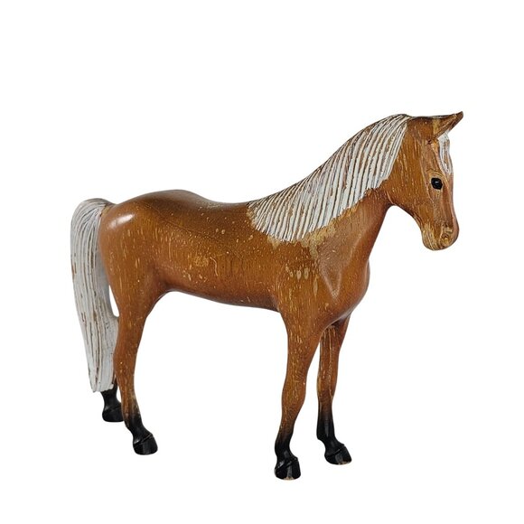 Grand Wood Golden Blaze Horse Wood Carved Figurine - Picture 1 of 8